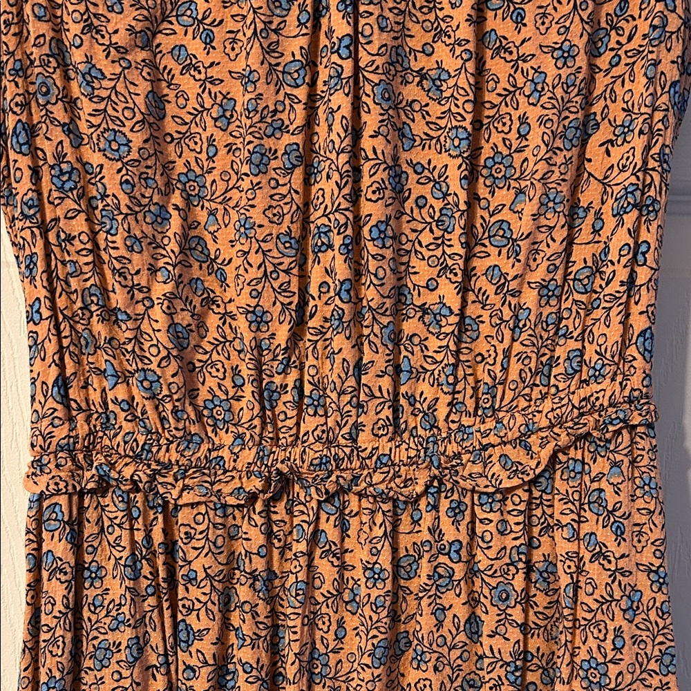 Universal Thread XS Floral Rust Midi Dress with Ruffle Hem - Picture 3 of 5